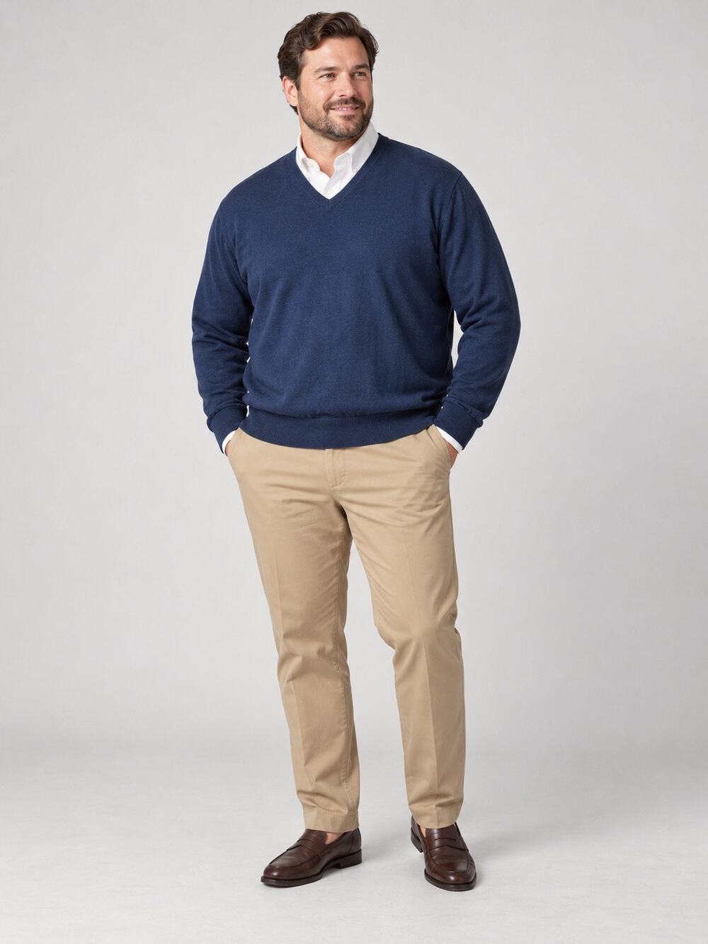 Brooks Brothers Saxxon Wool Navy V-Neck Sweater Men’s XXL